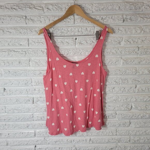 Valentines Day Torrid Womens Top 0 0X Plus Tank Lightweight Pink White PIN25E - Picture 1 of 7